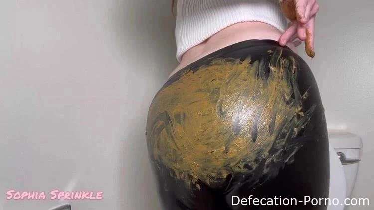 Sophia_Sprinkle - Explosion + Abstrich aus matschiger Lederlegging - Schmutziger Fick, junge Scat-Mädchen, Scat-Orgasmus